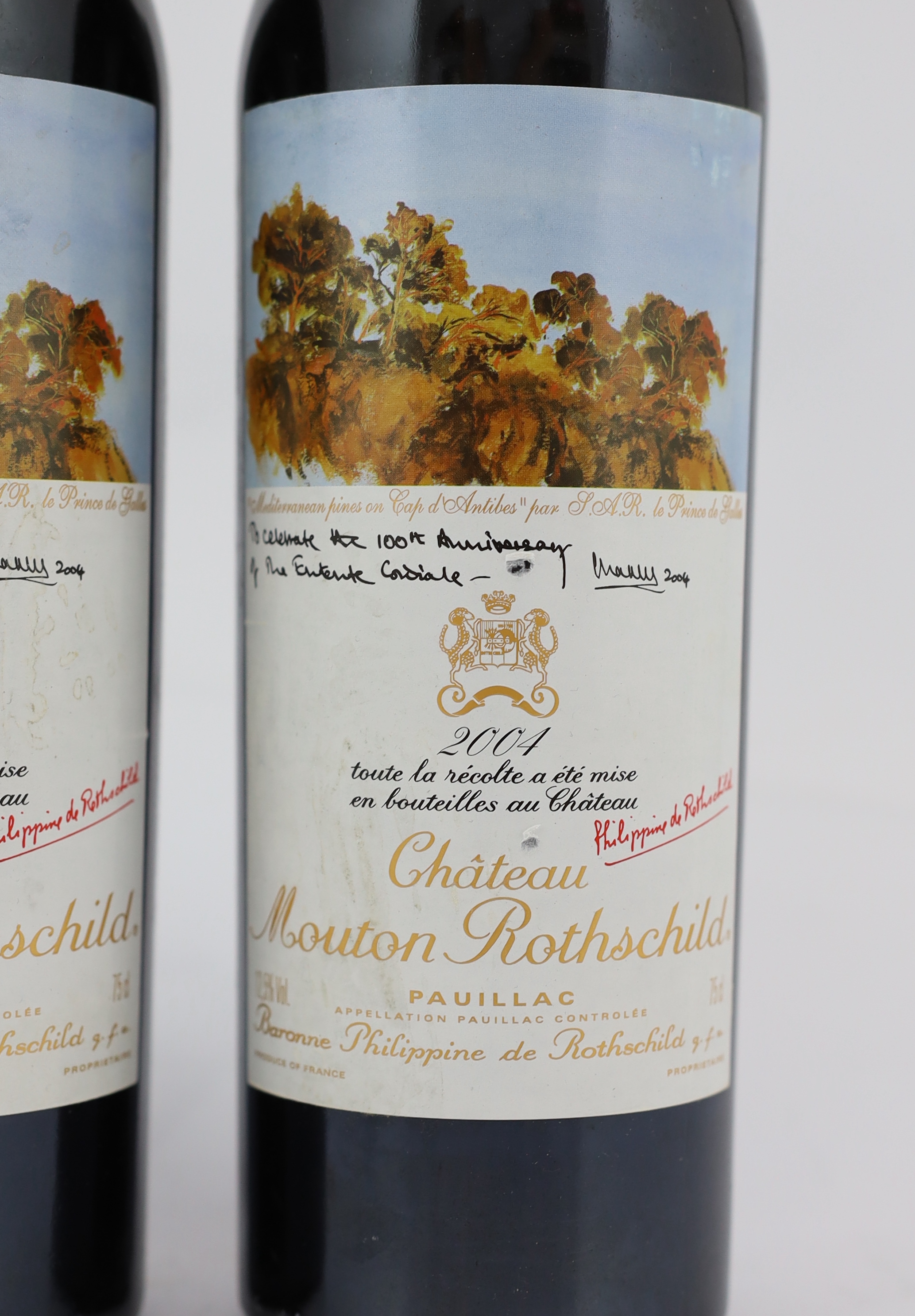 Two bottles of Chateau Mouton Rothschild, 2004